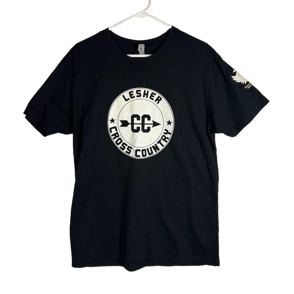 Next Level Lesher Cross Country Graphic T-Shirt Mens Large Black Short Sleeve L